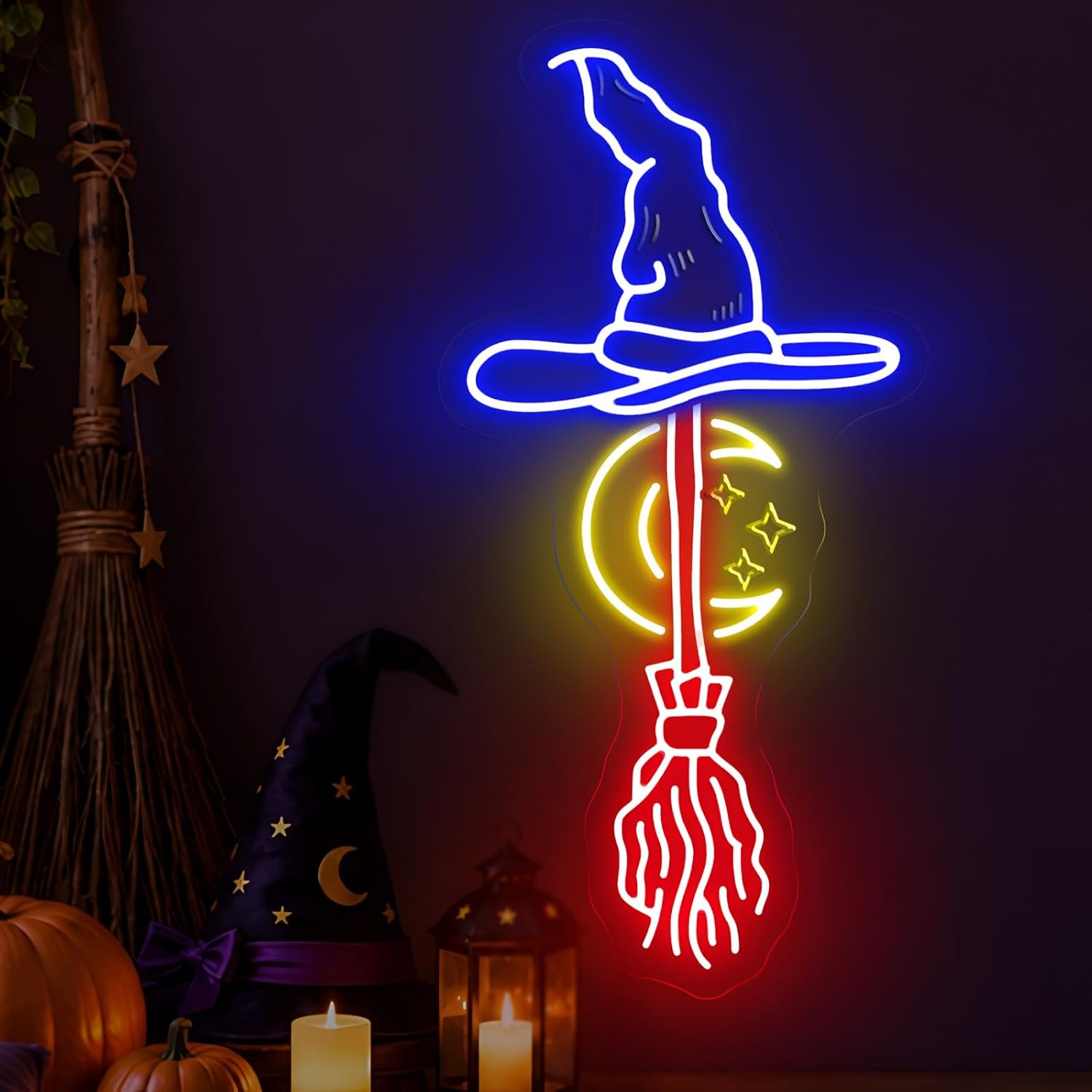 Hut der Hexe Besen Neon-Schild – Neon Sign Party Bewertung und Preis